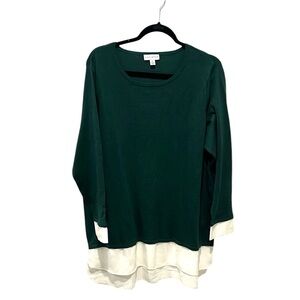 Susan Graver QVC green rayon nylon sweater with feather weave combo 1X
